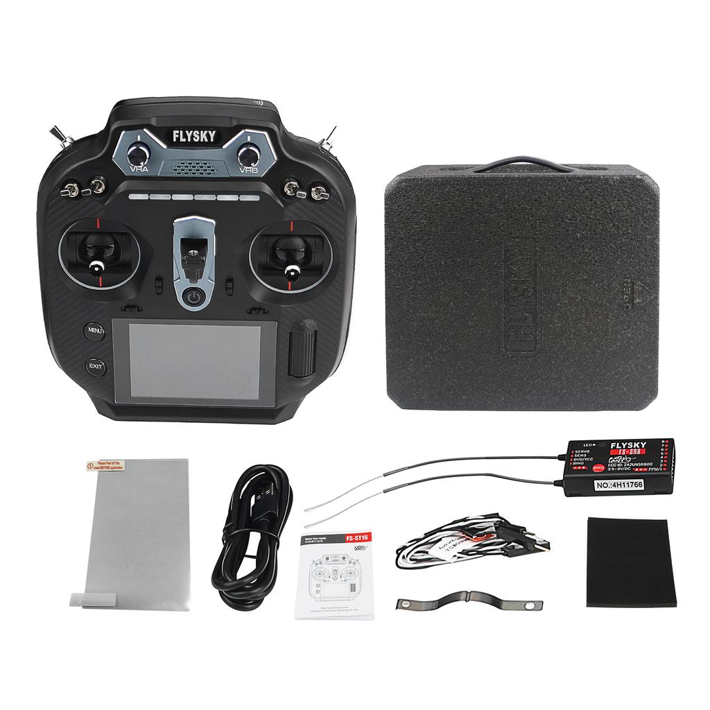 2.4GHz 16CH Remote Controller, 3.5 Inch IPS Screen Transmitter with Receiver Set for Remote Control Plane Car Boat Black