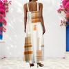 Women Plus Size Scoop Neck Strappy Sleeveless Geometric Printed A Line Long Dress