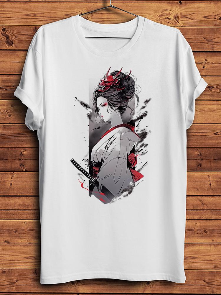 

Japanese Samurai Ninja Geisha Onna Bugeisha Funny T Shirt Unisex Casual Short Sleeve TShirt Unisex Streetwear Tee Breathable Print 4XL