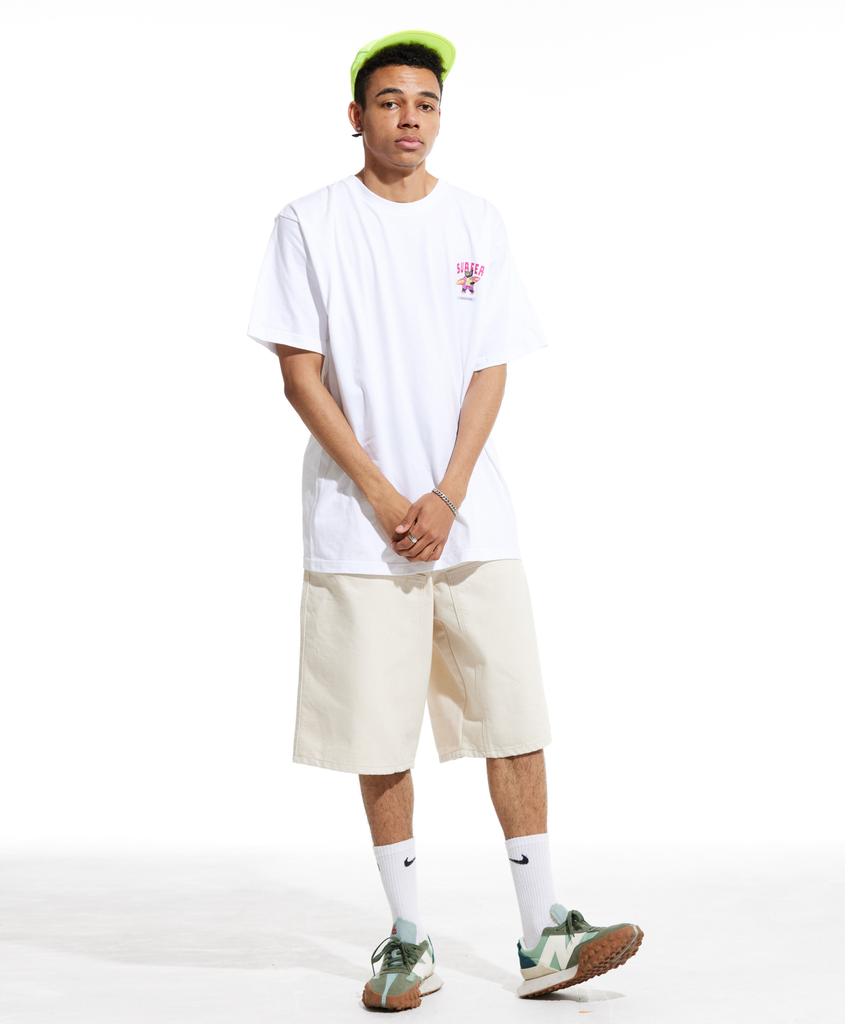 CREAM SODA LAB Lab Gray Surfer Small Logo Short Sleeve T-Shirt White Pink