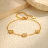 Elegant Five Leaf White Zircon Flower Bracelets, Stainless Steel Charm Chain Bracelets For Women Mom Girlfriend Gift Jewelry