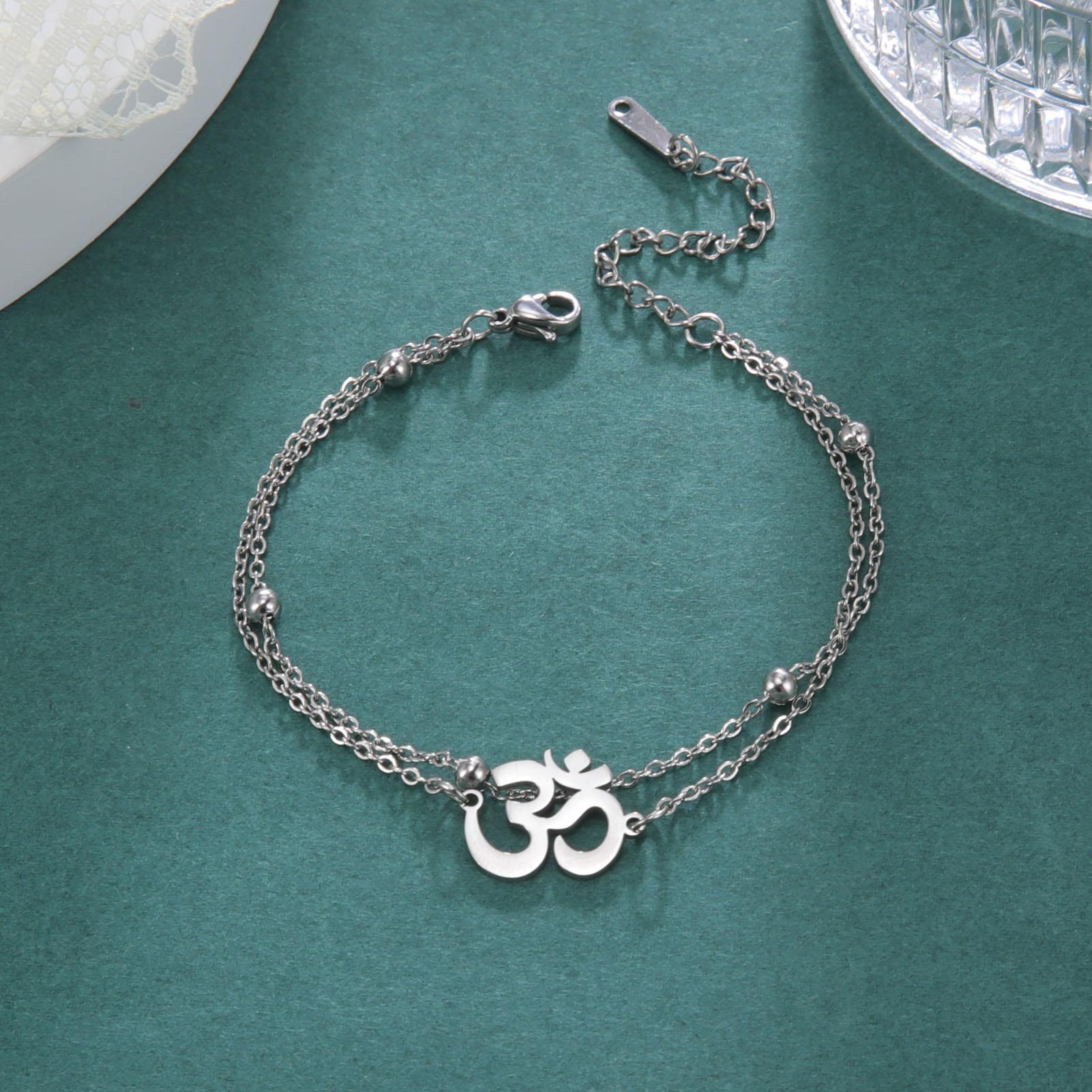 Dawapara Om Ohm Aum Charm Spiritual Pendant Stainless Steel Bracelet Yoga Jewelry Meditation Buddhist Spiritual Amulet