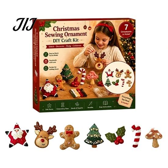 3D Embroidery Patch Christmas Felt Brooch Kit for Beginners, DIY Decorative Pins Set with Tools, Creative Sewing Projects Handmade Art Crafts Festive