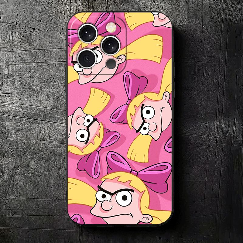 Cartoon Hey Arnold Helga Soft Phone Case for iPhone 16 16E 17 Air 15 Pro Max 14 Plus 13 Mini 11 12 7 Black Cover Back Shell