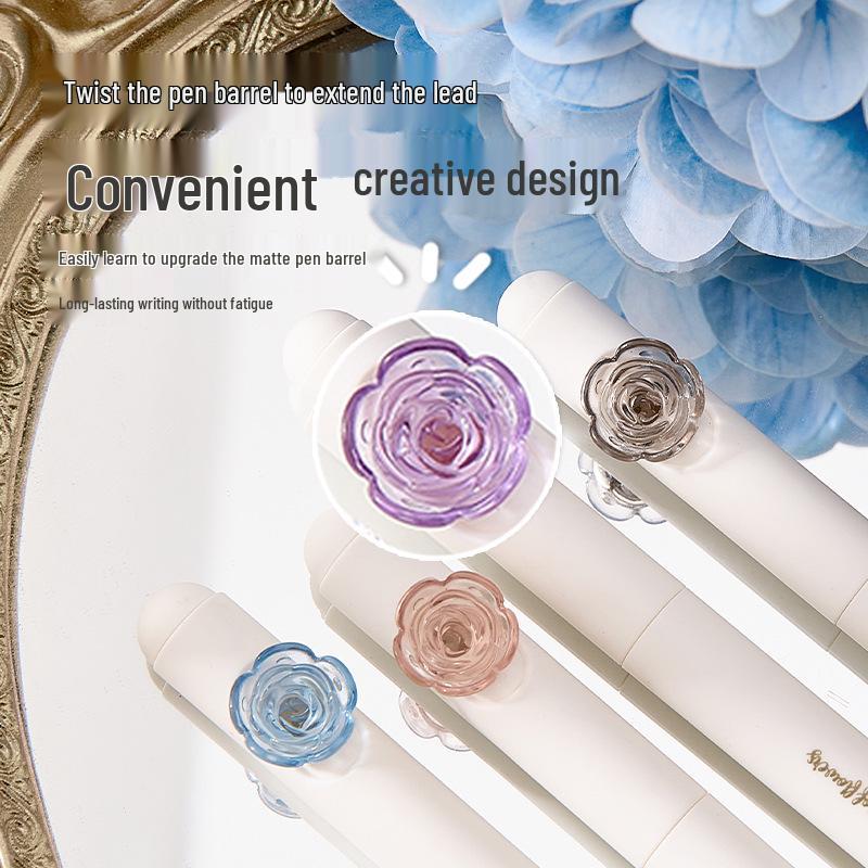 Romantic Limited Edition Rotating Neutral Pen - Quick-Drying Rose Design & Alice Question-Mark