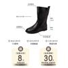 Korean Version of Retro Versatile Round Head Leather Boots Thick Heel High Heel Medium Boots Women's Autumn and Winter White and Thin Motorcycle Boo