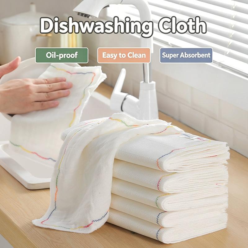 10Pcs Dishwashing Cloth Kitchen Rainbow Cloth Absorbent But Not Shedding Hair Table Cleaning Towel Household Thick Scouring Pad