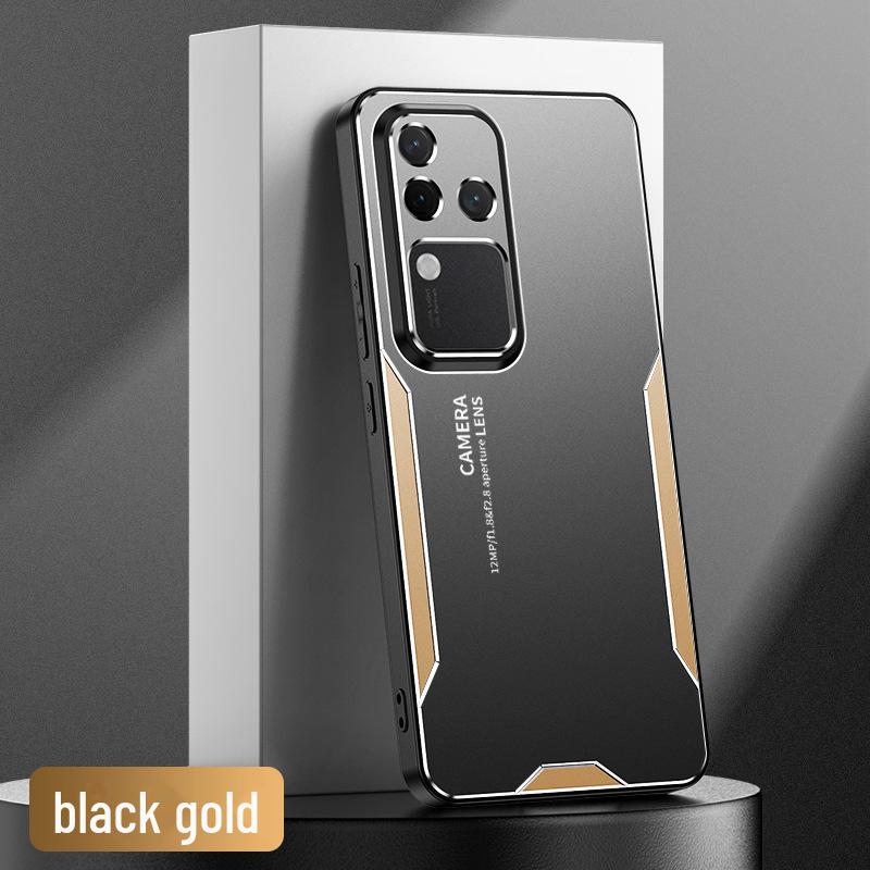 

Металлический матовый защитный чехол для Vivos18pro, S17e, S16, S15 Full Shell с линзой S7 чёрный/золотой