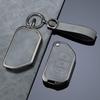 SANRILY Gray Metal Leather 3 Button Flip Key Fob Cover Fit for Jeep Wrangler JL JLU Gladiator JT Rubicon Sahara JLU 2018-2022 Keyless Key Holder with