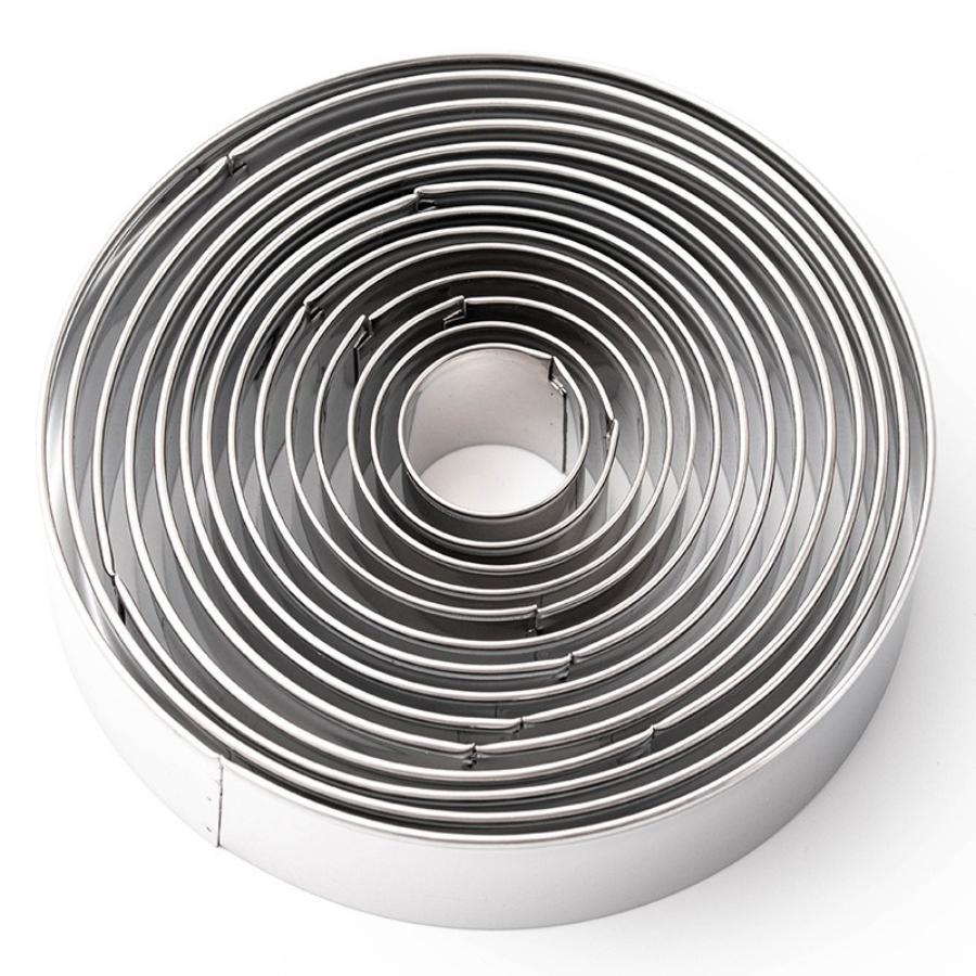 14pcs stainless steel round baking Mu Si circle ta cake mold set 14-piece stainless steel biscuit mold.