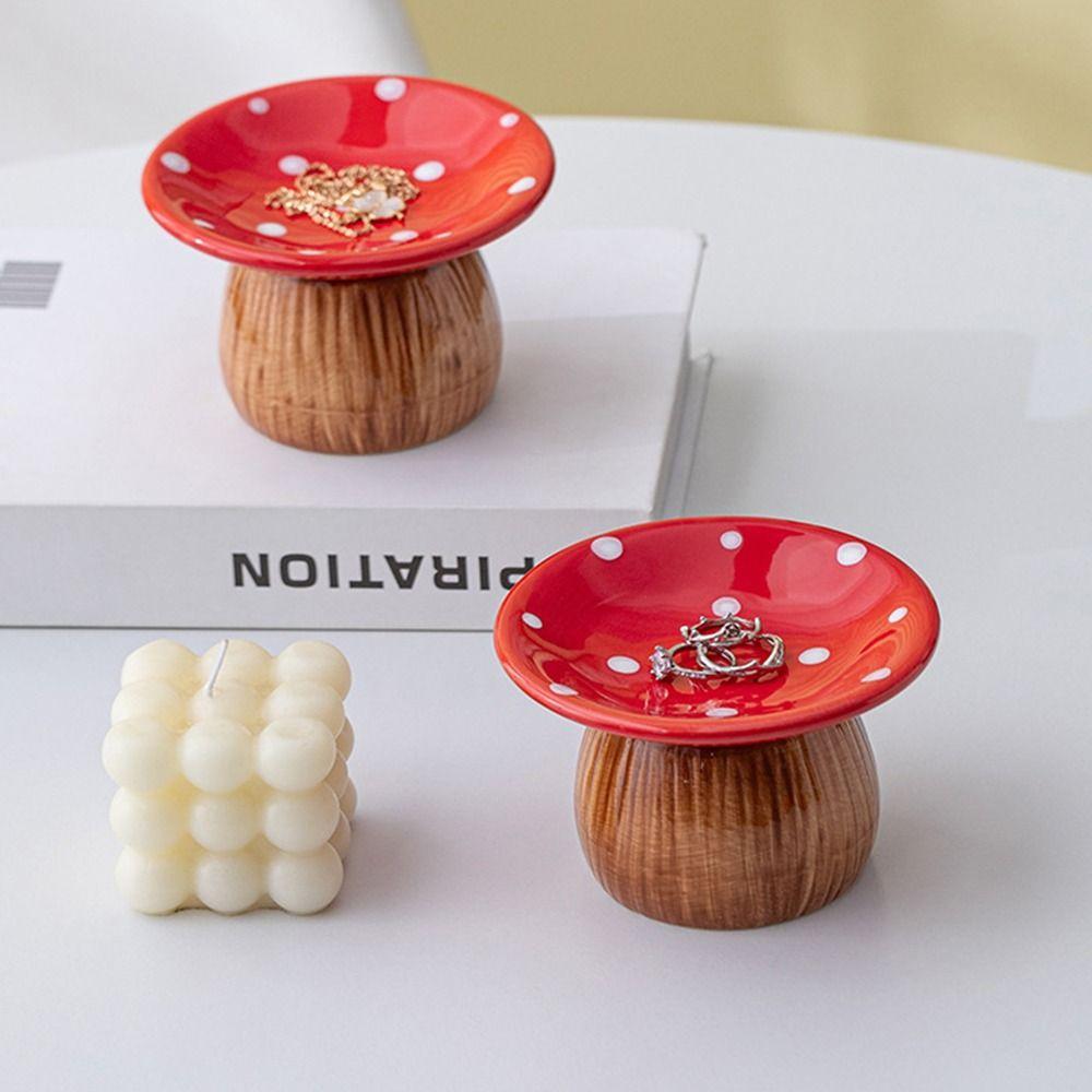 Mushroom Shape Mushroom Storage Tray Detachable Jewelry Organizer Cute Ceramic Key Catchall Phone
