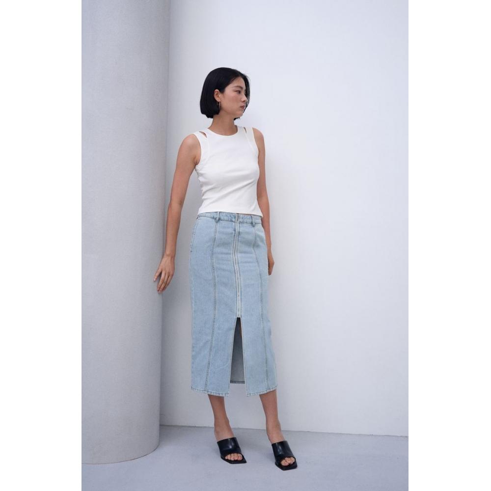 

Юбка из денима с застежкой-молнией HM, светло-синяя