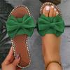 Women's Rhinestone Bow Flip-Flops: Lightweight Outdoor Slippers