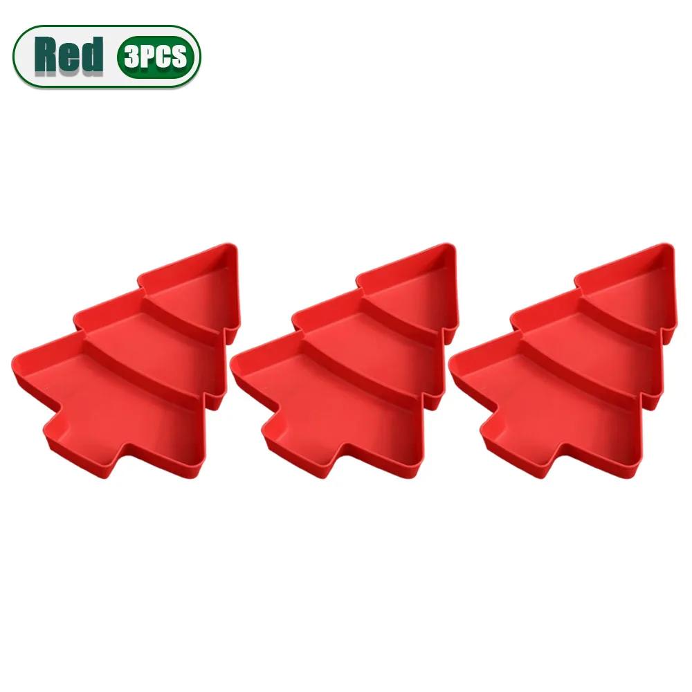 1-10PCS Holiday Christmas Plastic Snack Plates Candy Fruit Divided Trays Tree Shape INS Style Home Table Party Decor Supplies