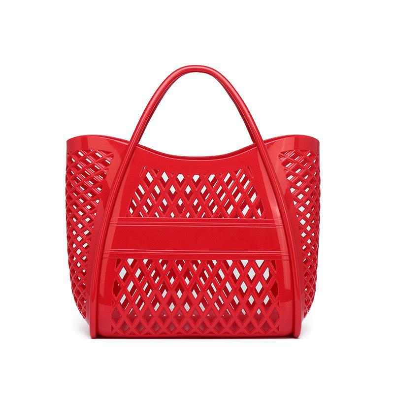 Bolsa de mão de gelatina de silicone: Cesta Versátil Vazada para Piqueniques, Compras, Praia e Banho