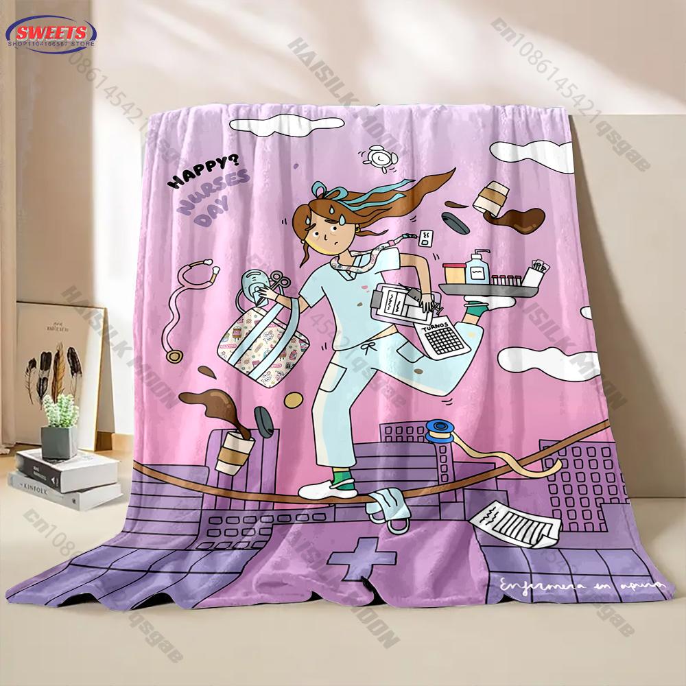 

17 Styles E-Enfermera En Apur0s Merch Print Blanket Home Travel Doctor Nurse Blanket Sofa Bedding Cover Blankets Gift for Friend 75x90cm(30x35in)