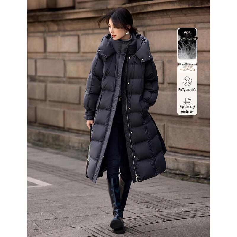 

XWI Элегантное длинное пуховое пальто с капюшоном для женщин M