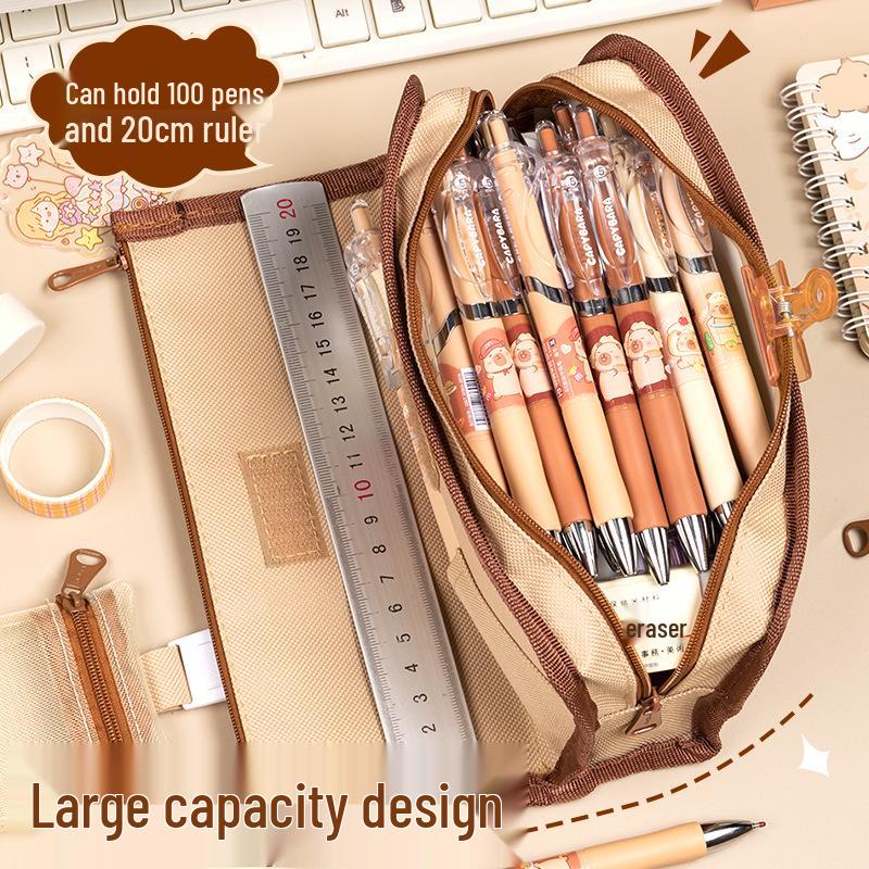 Capybara Large Capacity Korean Style Pencil Case for Middle School Girls – Simple & Stylish Stationery Box