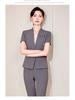 Women's Blue Short-Sleeve Professional Suit Set for Hotel Manager or Receptionist - Spring/Summer Formal Workwear