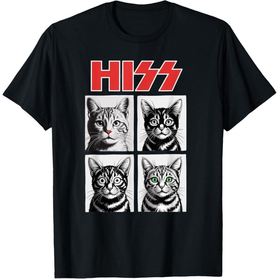 XXIAOLONG Retro Cat Rock Concert T-Shirt – Funny Music Band Kitty Tee for Men Women S