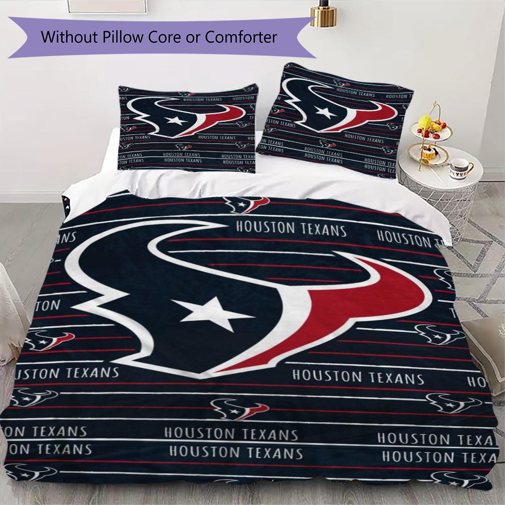 Houston Texans Muster Bettwäsche Steppdecken-Set Bettbezug Kissenbezug Heimdekoration Geburtstagsgeschenk (1*Bettbezug + 2*Kissenbezug ohne Füllung)