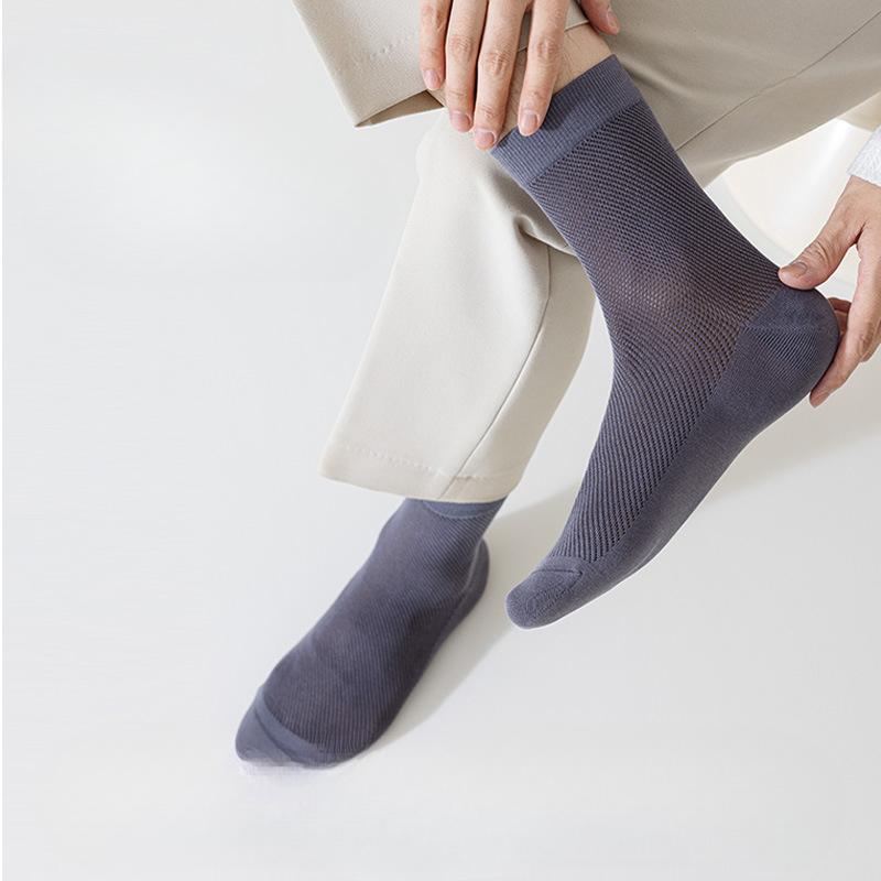 Antibacterial and Deodorizing Socks, Men's Mid-calf Socks, Summer Pure Cotton Breathable and Sweat-absorbing Men's Long Calf Socks