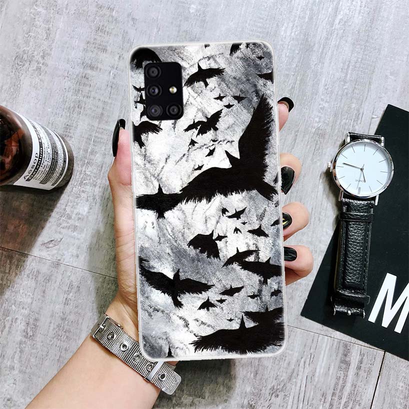 Crow Raven Dark Skull Phone Case For Samsung Galaxy A12 A22 A32 A42 A52 A72 A51 A71 5G A41 A31 A21 A02S M12 M21 M31 M30S Fundas