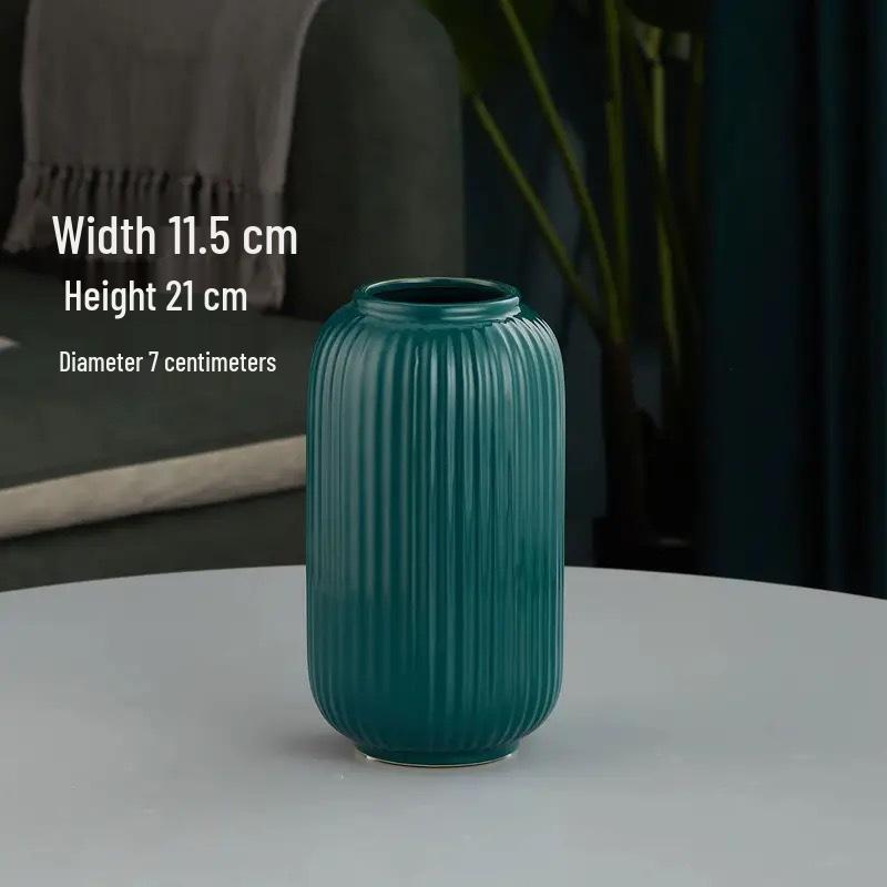 Modern White Striped Ceramic Vase for Minimalist Living Room Decor and Dining Table Display