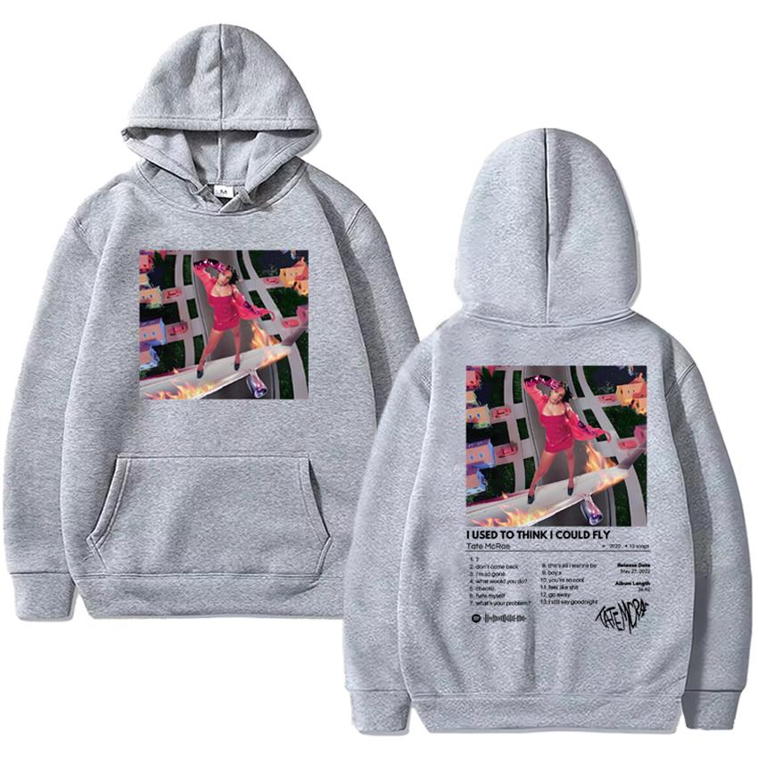 Sängerin Tate Mcrae I Used to Think I Could Fly Doppelseitiger Druck Hoodie Männer Frauen Mode Y2k Pullover Unisex Fleece Sweatshirt