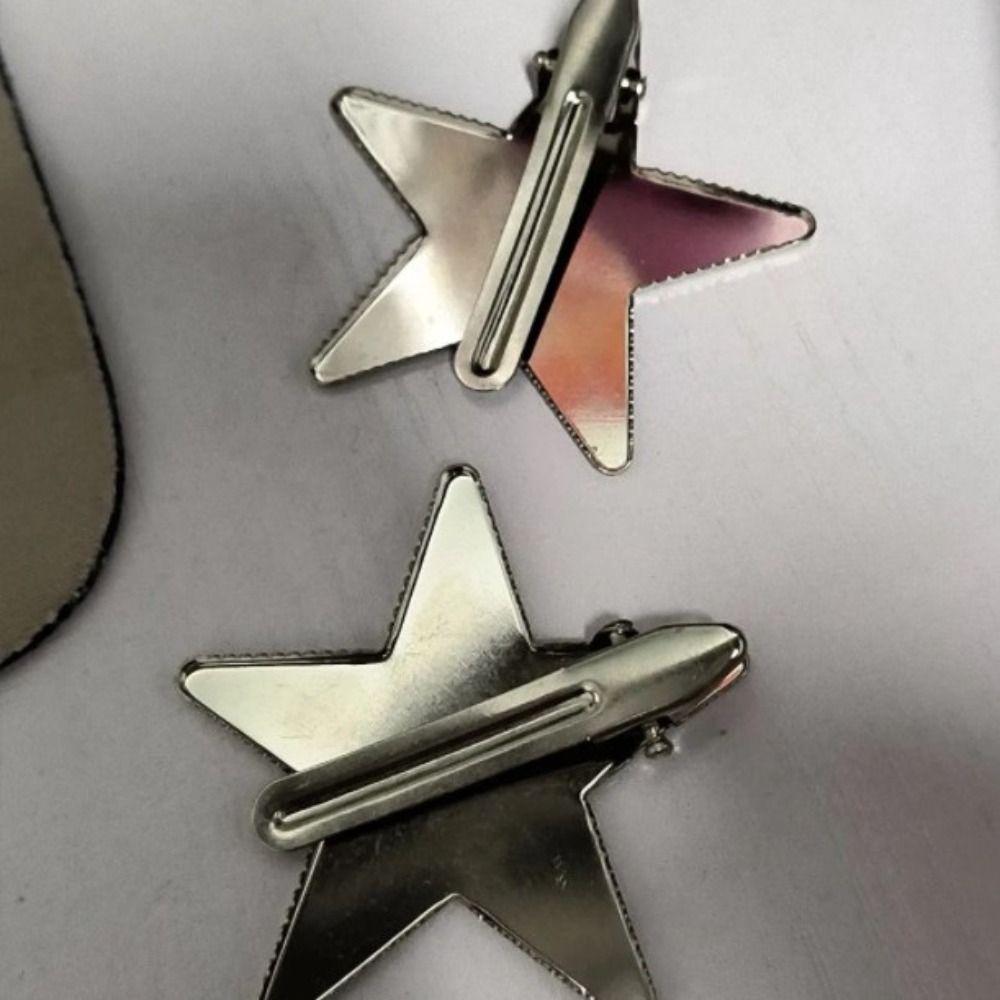 Spicy Girl Silver Star Hair Clip Creative Metal Duckbill Clip Lovely Children Side Clip  Women