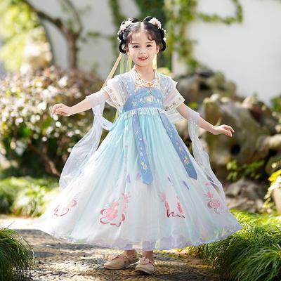 Dívka Hanfu starověký kostým děti Čínský styl holčičí šaty Tang šaty princezna sukně národní kroj děti