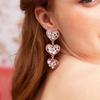 European & American Love Heart Multi-layer Rhinestone Dangle Earrings