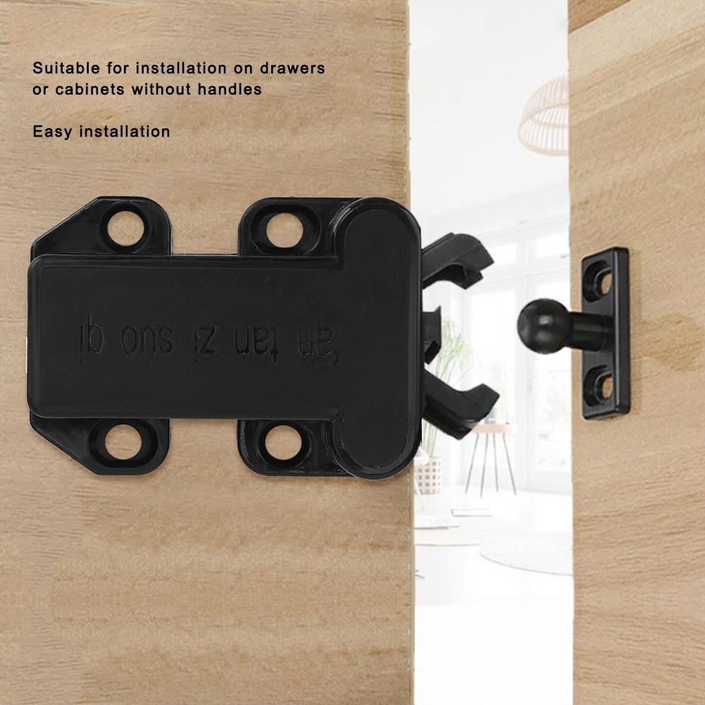6 Sets Nylon Cabinet Drawer Rebound Self Locking Door Latches Furniture Hardware AccessoriesBlack