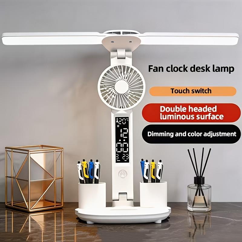 Multifunctional Dual-Head LED Desk Lamp, Multifunctional Fan Desk Lamp, Multifunctional USB Pen Holder Lamp, 3 Modes, Reading Light, Fan Light