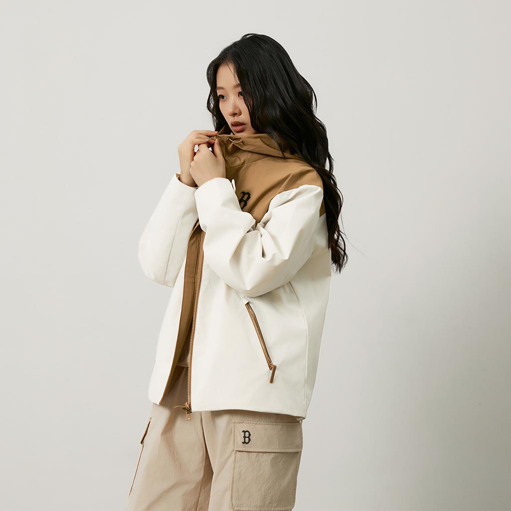 New MLB Boston Red Sox Basic Collection 24FW Windproof Jacket Unisex Dark Cream 3AWJB0344-43CRD