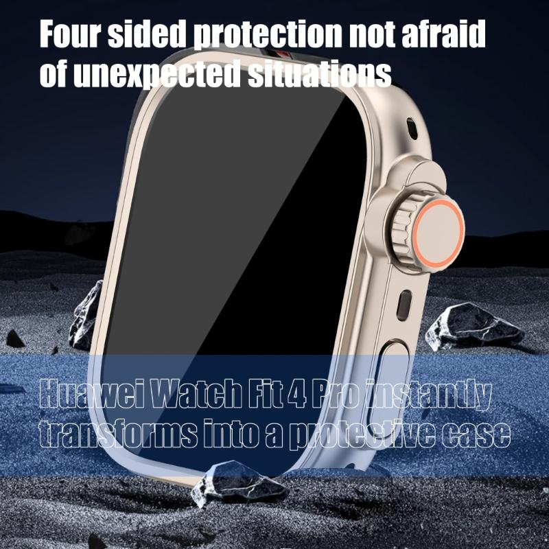 Smartwatch Shell PC Glass Antidust Case Guard For Watch Fit 4 Screen Protector Frame Shell Safe Quick To Attach & Detach