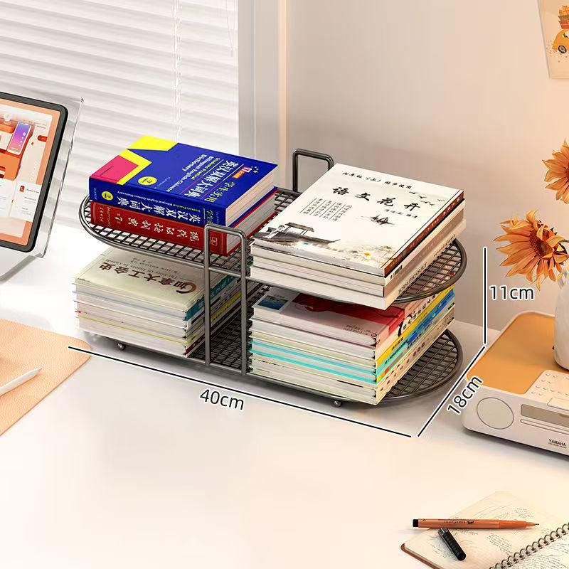 Simple Iron Art Desktop Bookshelf - Office & Student Organizer for Books & Magazines