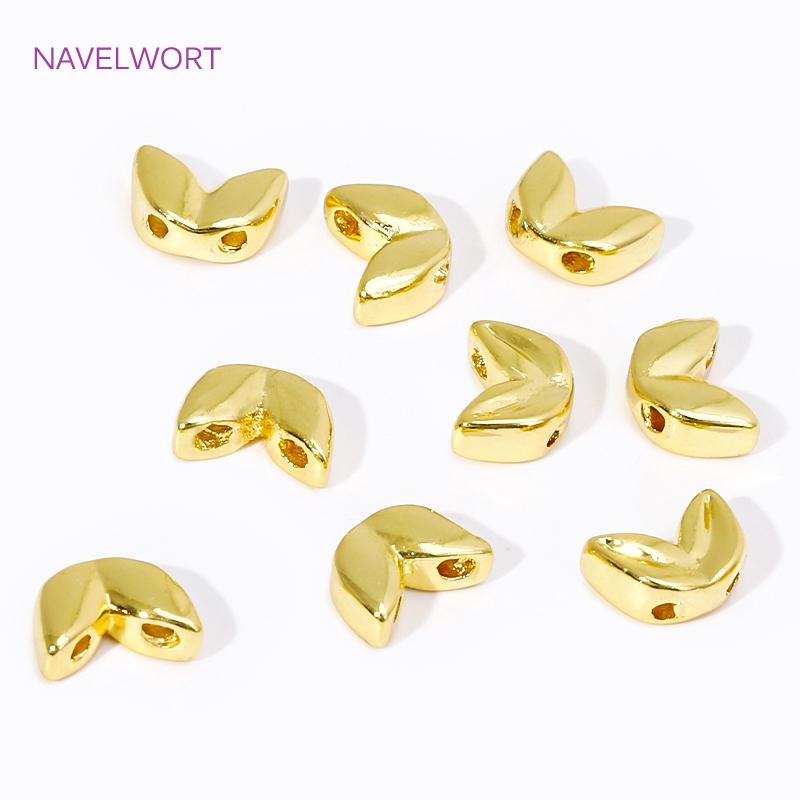18K Gold Plated Malt-Shaped Double Hole Spacer Beads For Bracelet Making,Beads Separators,DIY Jewellery Making Accessories