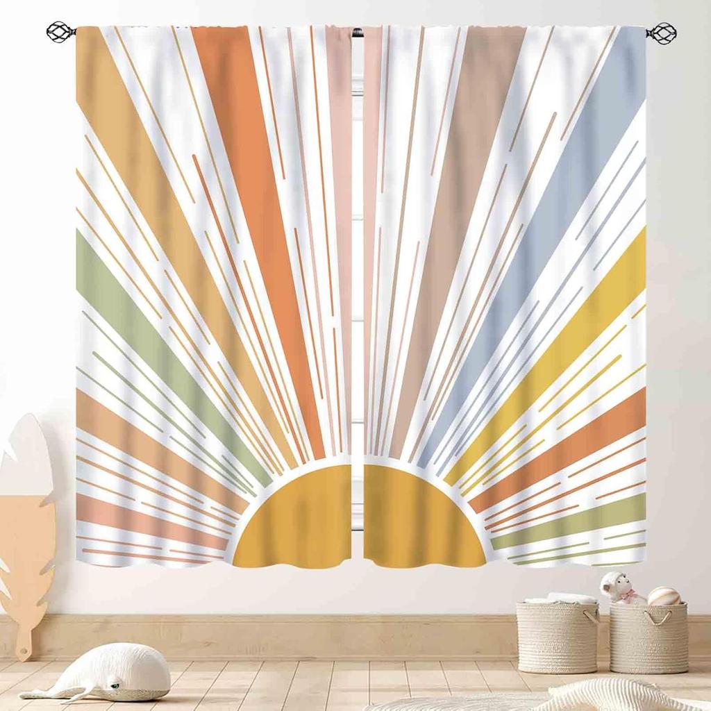 Hippie Mandala Vorhänge, Indisches Medaillon Trippy Boho Paisley Ästhetische Kunst Dekoration Bunte Orange Fensterbehandlung Für