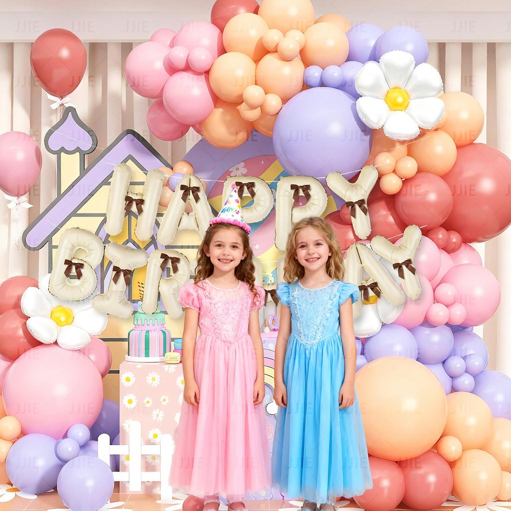 Bow Cartoon Internet Celebrity Balloon Chain Scene Decoration Party Balloon Decoration Birthday Ritual Background Wall