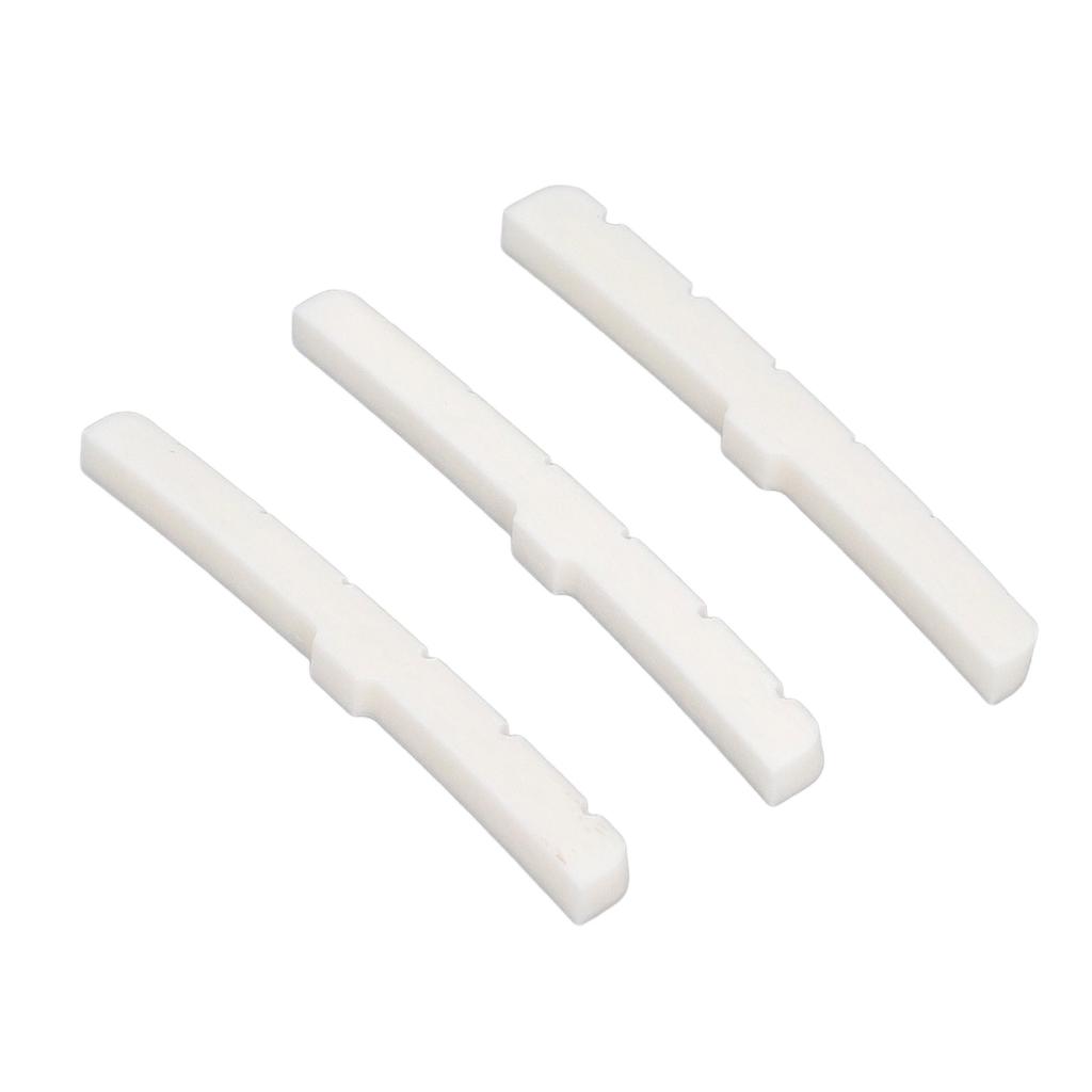 3Pcs 6 String Guitar Nut Flat Bottom Slotted Bone Guitar Nut Replacement for Tele