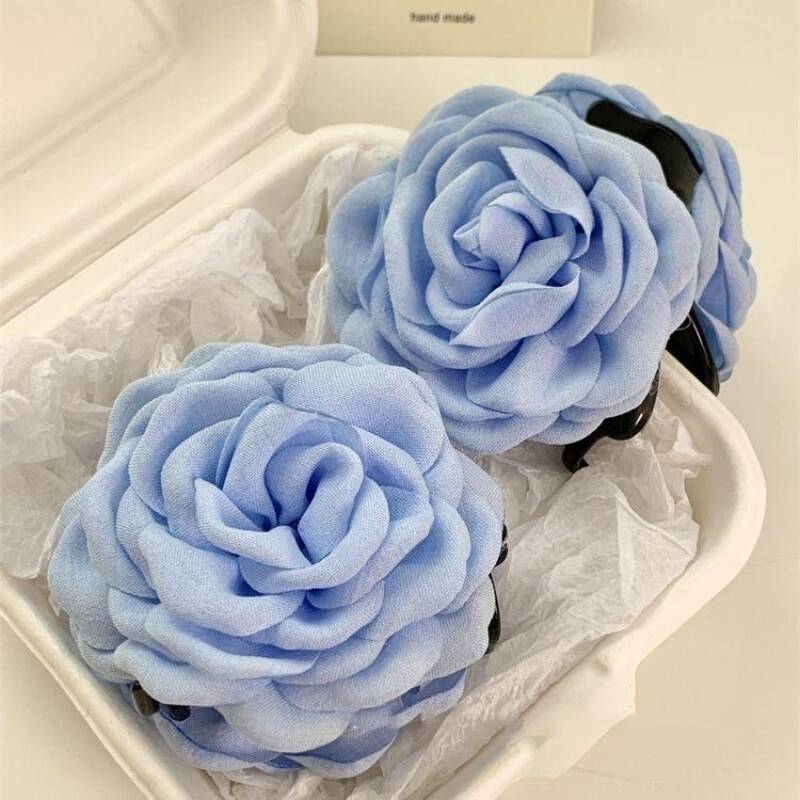 Korean Fabric Rose Flower Hair Claw Clip Women Girls Fashion Barrettes Plastic Hair Grab Clamp Headwear Hair Accessories