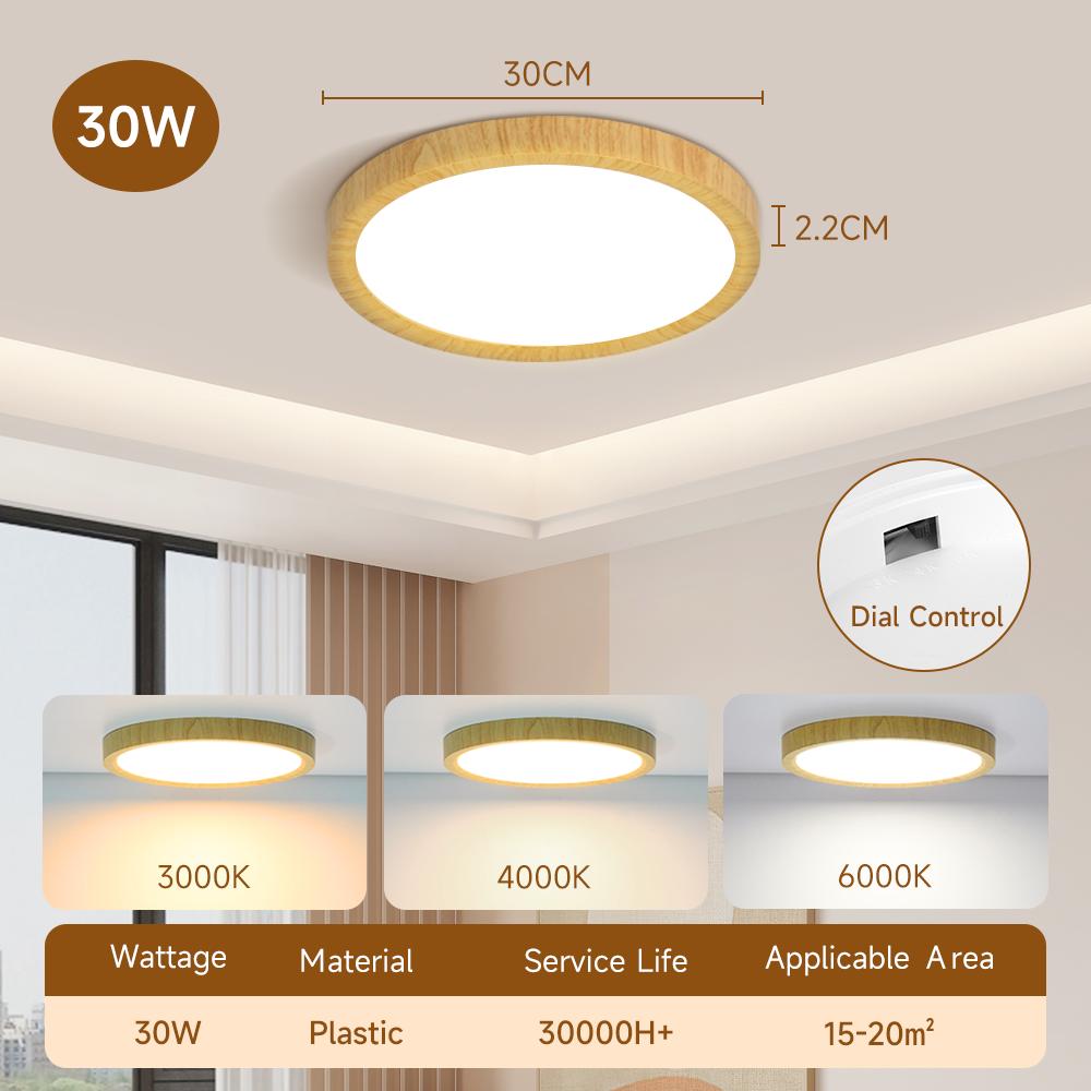 Ultraflache LED-Deckenleuchte 3 Farben Deckenlampe Zifferblattsteuerung 220V Wohnzimmer Schlafzimmer Küche Aufputz-Panel Deckenleuchten