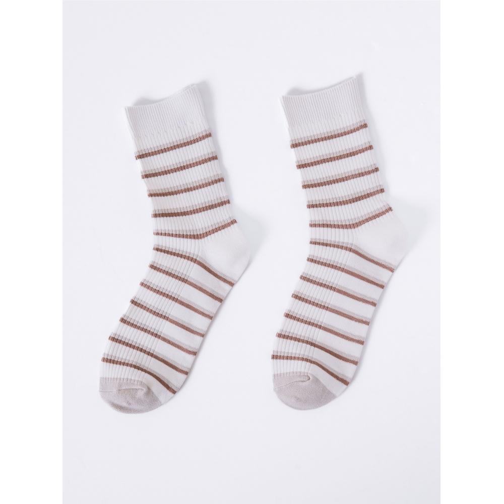 DaiSo Women S Line Mid Thigh SockS Ivory