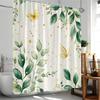 Green Plants Shower Curtain Tropical Leaves Cactus Succulent Flower Botanical Bathroom Decor Polyester Bathtub Curtain With Hook