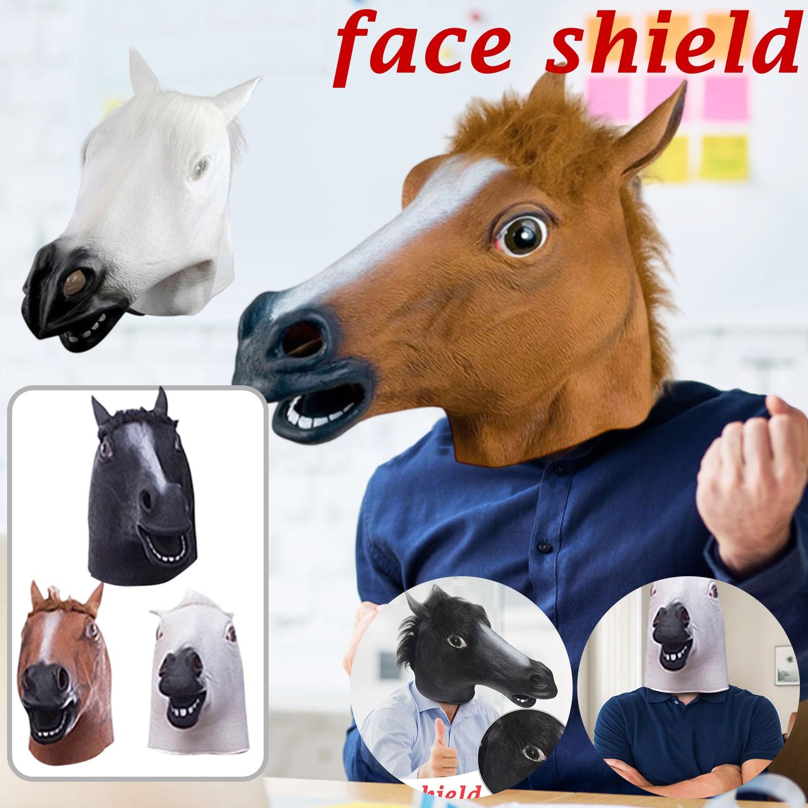 

Horse Head Mask, Animal Head Cover, Brown Horse Mask, Latex Mask, Safe And Nontoxic, Suitable For Festival Parties And Pranks One Size білий