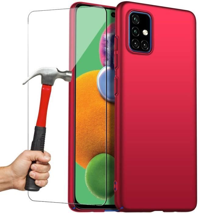 Coque de Protection - PROSHOP - pour Samsung Galaxy A51 - Souple - Rouge - 2 Verres Trempés