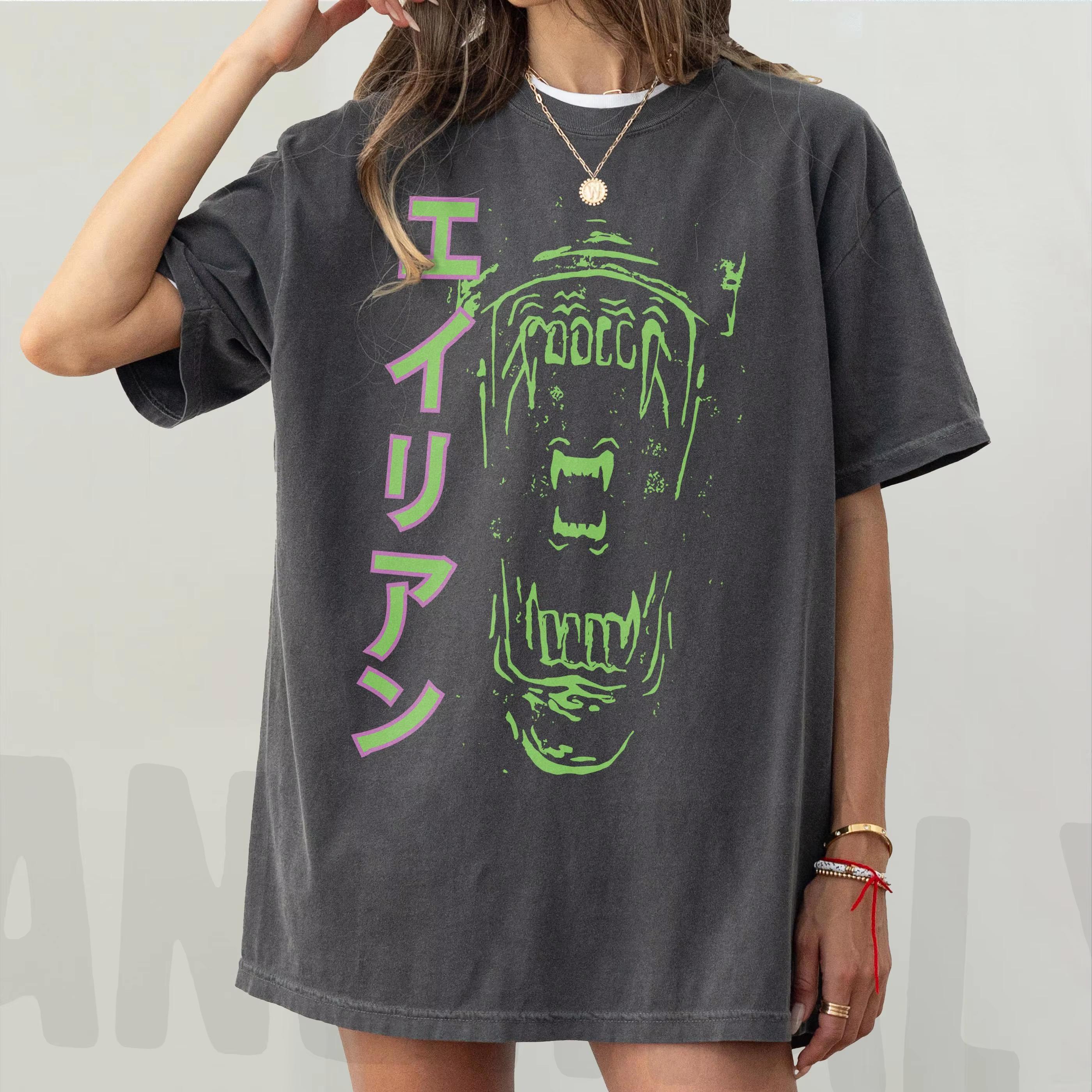Retro Alien Xenomorph Shirt Japanese Horror Movie Graphic Tee Graphic Short Sleeve Shirt Unisex Unisex Women AllSeason S