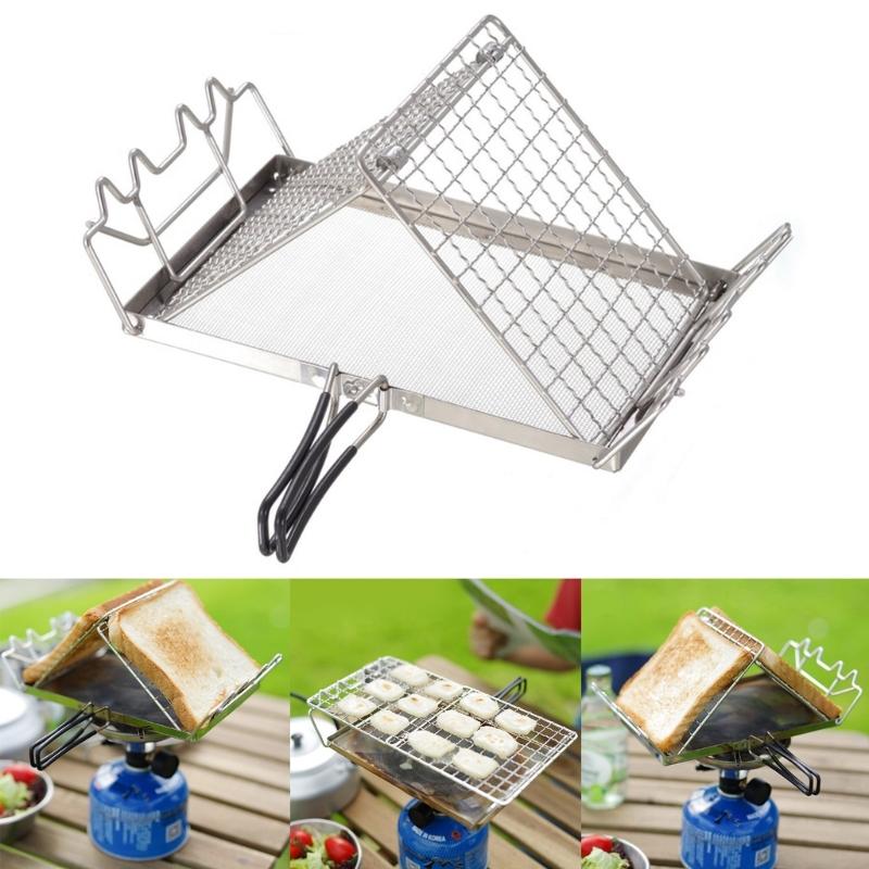 Angepasste Grill-Picknicks Edelstähle Camping Toasterhalter Gestell Brotrösterständer Faltbarer Grill für Lagerfeuer
