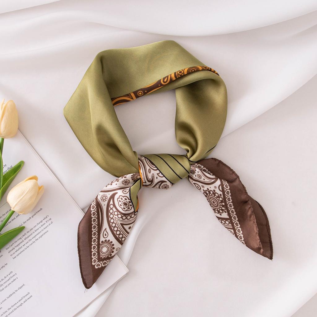 New 70cm Small Square Scarf Imitation Silk Scarf High-end Versatile Printed Small Scarf Headscarf Women's Scarf